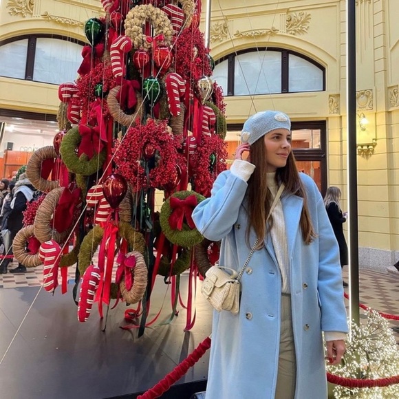 Zara double breasted oversized wool coat sky blue - Picture 9 of 15